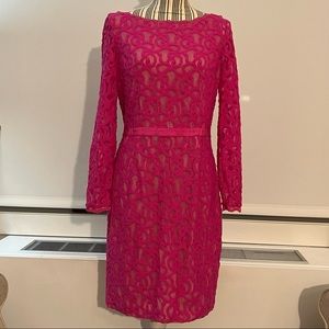 Nine West pink lace knee length dress size 8